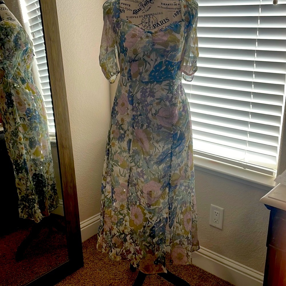 Floral sweat heart MIDI Dress
